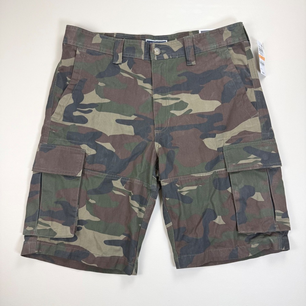 Club Room Mens 33 Camo Cargo Shorts Green Woodland Gorpcore Streetwear Utility
